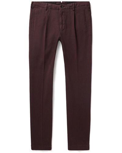 Incotex Tapered Cotton-blend Twill Pants - Purple
