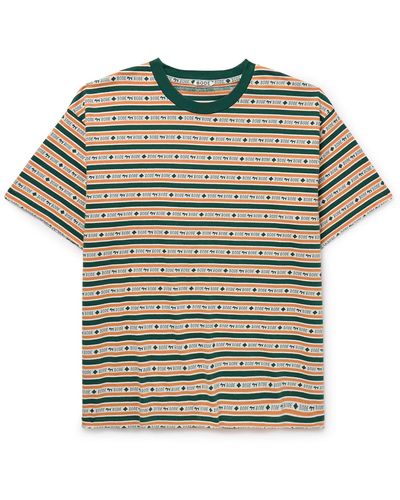 Bode Scottie Striped Cotton-jacquard T-shirt - Gray