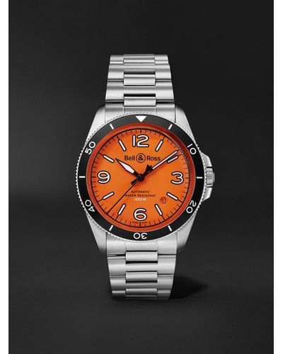 Bell & Ross Br V2-92 Orange Limited Edition Automatic 41mm Stainless Steel Watch - Black