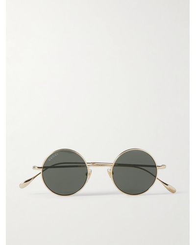 Gucci Goldfarbene Sonnenbrille mit rundem Rahmen - Mettallic
