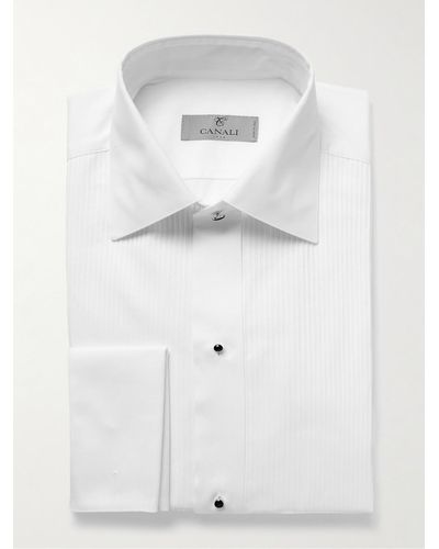 Canali Slim-fit Bib-front Cotton-poplin Tuxedo Shirt - White