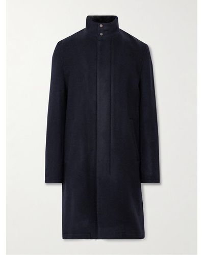 Yves Salomon Virgin Wool-felt Coat With Detachable Shearling Liner - Blue