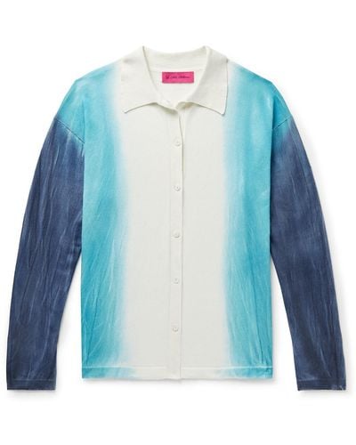 The Elder Statesman Nova Tie-dyed Organic Cotton And Cashmere-blend Shirt - Blue