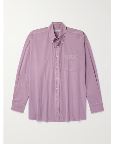 Our Legacy Borrowed Button-down Collar Cotton-voile Shirt - Purple