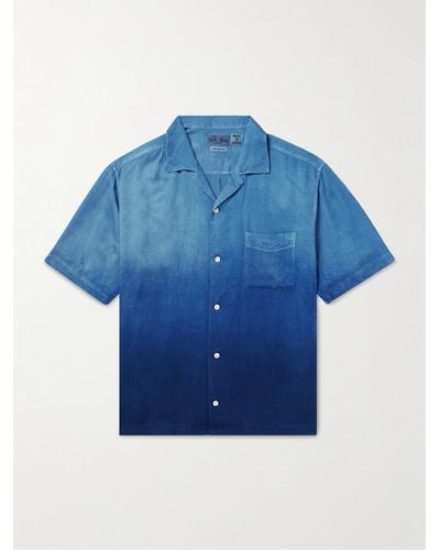 Blue Blue Japan Camp-collar Indigo-dyed Woven Shirt - Blue