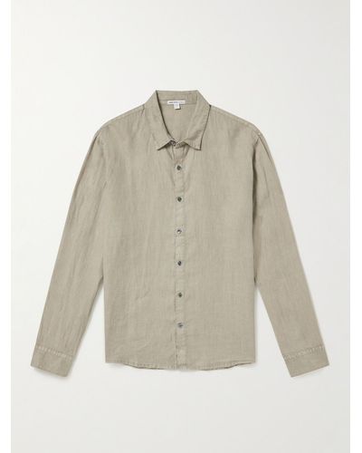 James Perse Garment-dyed Linen-canvas Shirt - Natural
