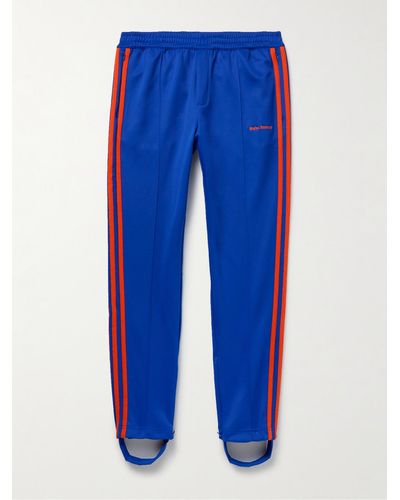 adidas Originals Wales Bonner Straight-leg Logo-embroidered Striped Recycled-jersey Track Trousers - Blue