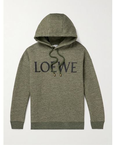Loewe Hoodie aus Baumwoll-Jersey mit Logoprint - Grün