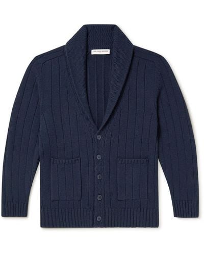 Orlebar Brown Villard Ribbed Cable-knit Cardigan - Blue