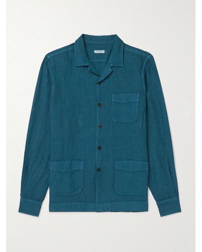 Boglioli Camp-collar Linen Overshirt - Blue