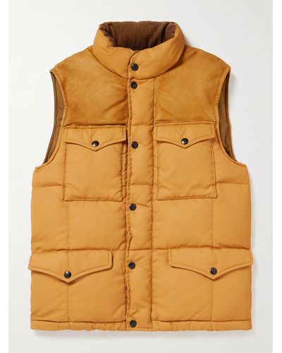 RRL Jacobson Suede-trimmed Nylon Gilet - Yellow