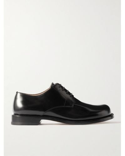 Loewe Terra Glossed-leather Derby Shoes - Black