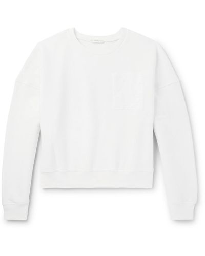 The Row Troy Poplin-trimmed Cotton-blend Jersey Sweatshirt - White