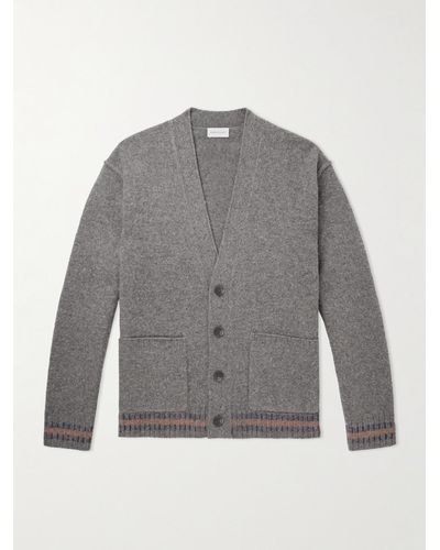 John Elliott Striped Brushed Wool Cardigan - Grey
