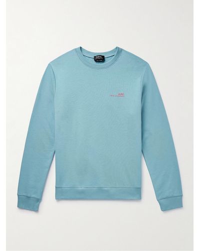 A.P.C. Sweatshirt aus Baumwoll-Jersey mit Logoprint - Blau
