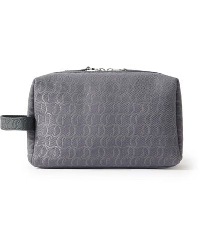 Christian Louboutin Zip N Flap Leather-trimmed Logo-jacquard Canvas Pouch - Gray