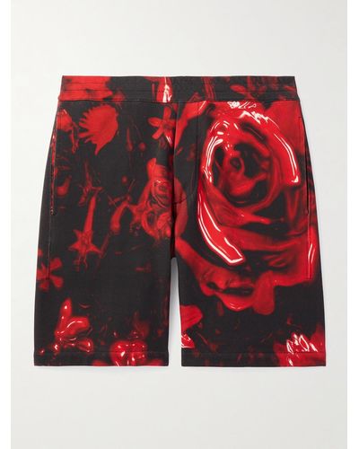 Alexander McQueen Straight-leg Printed Cotton-jersey Bermuda Shorts - Red