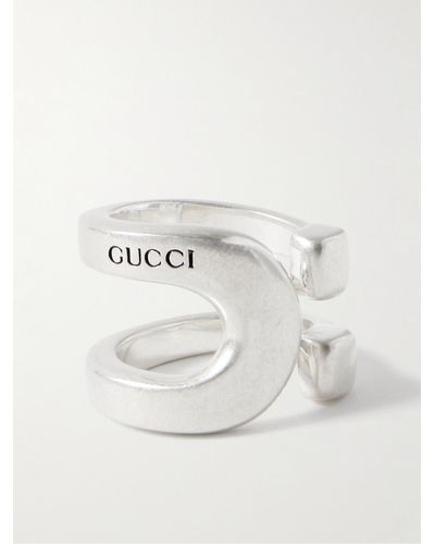Gucci Logo-engraved Sterling Silver Ring - White