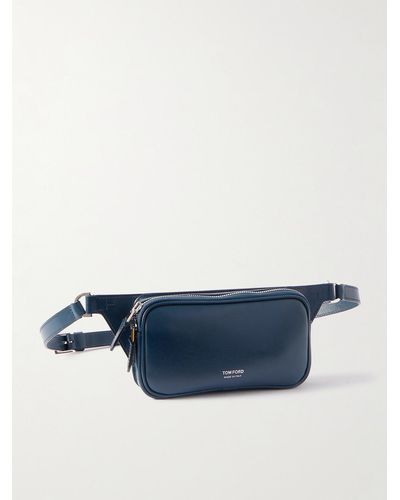 Tom Ford Textured-leather Belt Bag - Blue