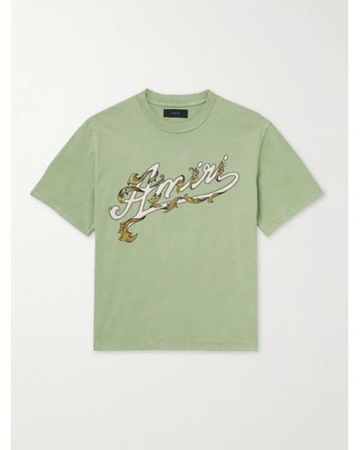 Amiri Filigree Logo-print Cotton-jersey T-shirt - Green