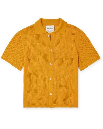 A Kind Of Guise Kadri Open-knit Linen And Tm Lyocell-blend Shirt - Yellow