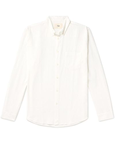 Folk Button-down Collar Cotton-seersucker Shirt - White