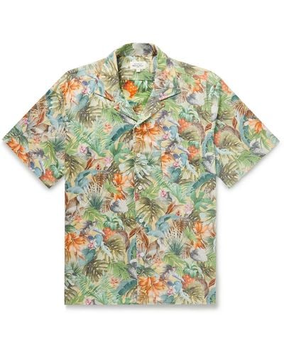 Hartford Palm Mc Pat Convertible-collar Printed Cotton-voile Shirt - Green