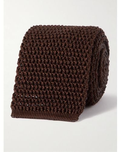 Tom Ford 7.5cm Knitted Silk Tie - Brown