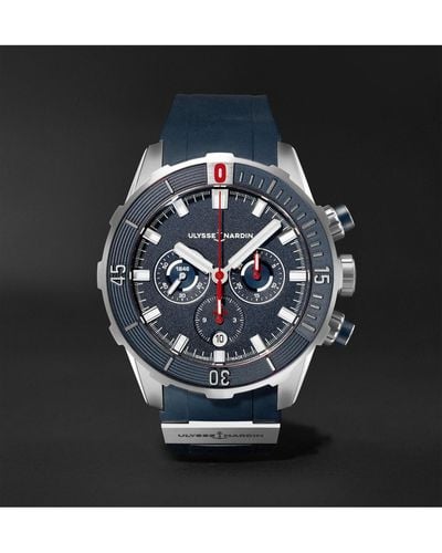 Ulysse Nardin Diver Automatic Chronograph 44mm Titanium And Rubber Watch - Blue