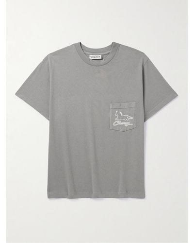 CHERRY LA Stardust T-Shirt aus Baumwoll-Jersey in Stückfärbung mit Stickerei und Logoprint - Grau