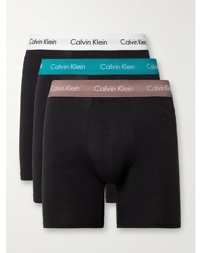 Calvin Klein Three-pack Stretch-cotton Boxer Briefs - Black