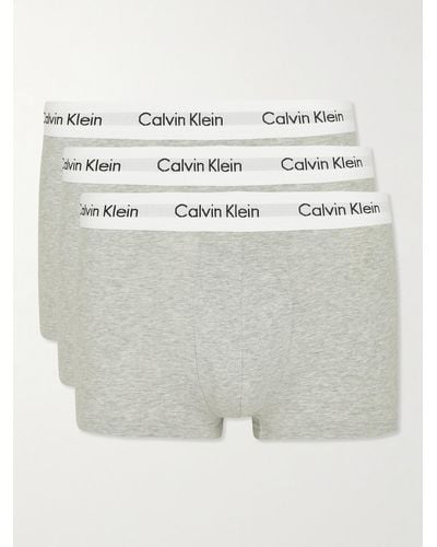 Calvin Klein Three-pack Stretch-cotton Boxer Briefs - Grey