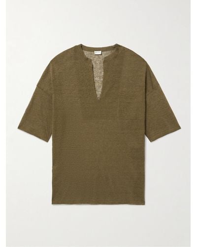 Saint Laurent T-Shirt aus einer Leinen-Seidenmischung - Grün