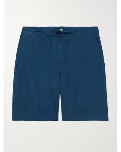 Frescobol Carioca Shorts a gamba dritta in misto lino con coulisse Sergio - Blu