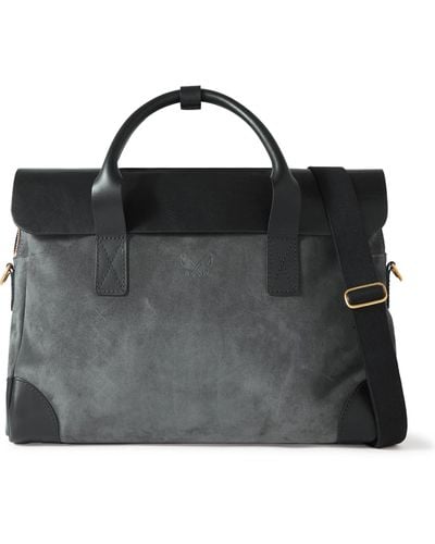 Bennett Winch Suede And Leather Briefcase - Black