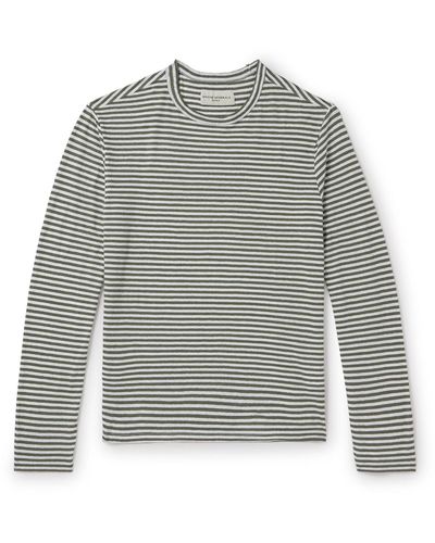 Officine Generale Striped Stretch-linen Jersey T-shirt - Gray