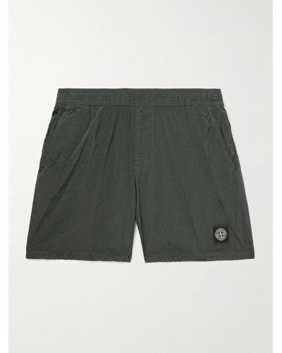 Stone Island Shorts da mare medi a gamba dritta in Nylon Metal con logo applicato - Verde