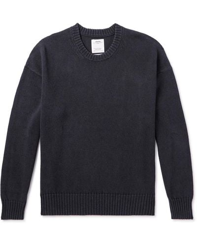 Visvim Jumbo Cotton And Linen-blend Sweater - Blue