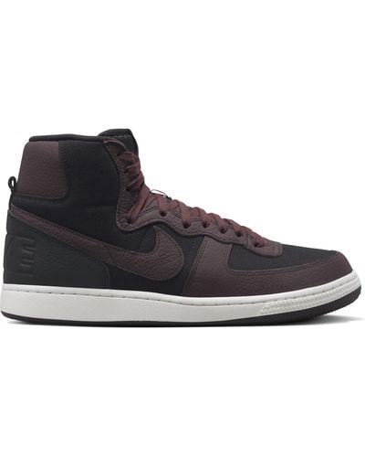 Nike Terminator Leather-trimmed Canvas High-top Sneakers - Black
