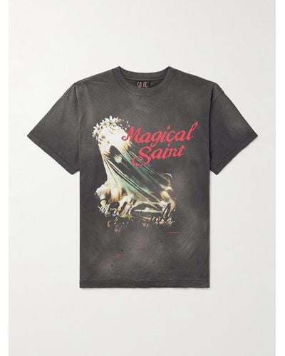 SAINT Mxxxxxx Magical Saint Cotton-jersey Printed T-shirt - Grey