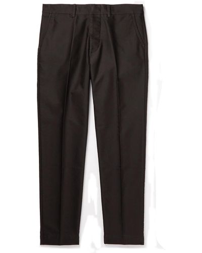Tom Ford Slim-fit Tapered Pleated Cotton Chinos - Black
