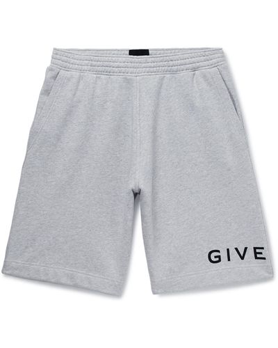 Givenchy Wide-leg Logo-print Cotton-jersey Shorts - Gray