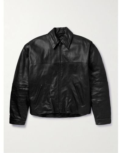 Balenciaga Cocoon Kick Oversized Logo-debossed Leather Jacket - Black