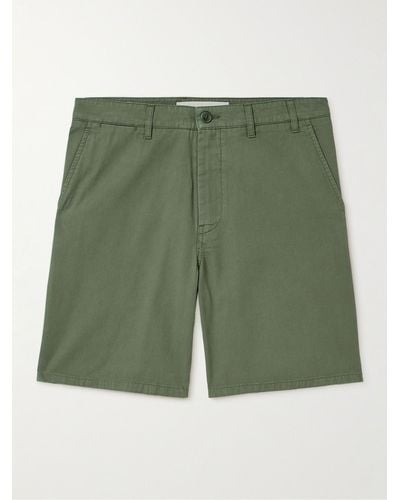 Norse Projects Aros Straight-leg Organic Cotton-twill Shorts - Green