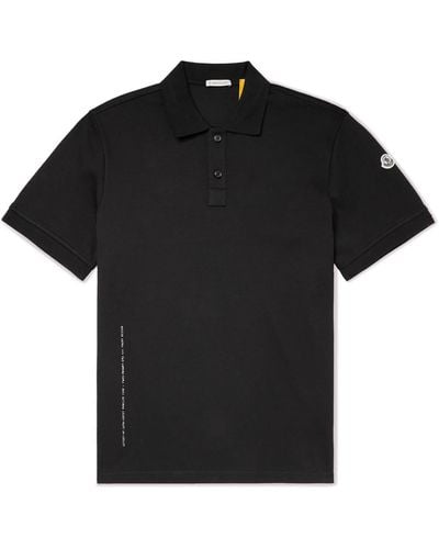 Moncler Genius 7 Moncler Frgmt Hiroshi Fujiwara Logo-appliquéd Satin-trimmed Cotton-jersey Polo Shirt - Black
