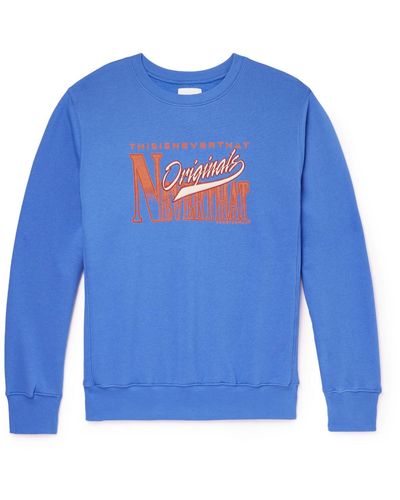 thisisneverthat Originals Logo-print Embroidered Cotton-blend Jersey Sweatshirt - Blue