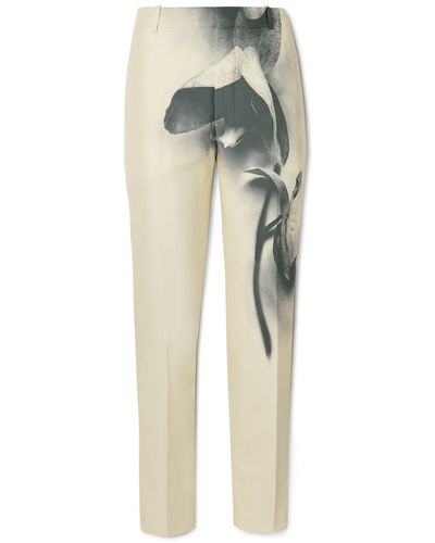 Alexander McQueen Tapered Printed Cady Pants - Natural