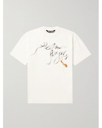 Palm Angels T-shirt in jersey di cotone con logo Foggy - Neutro