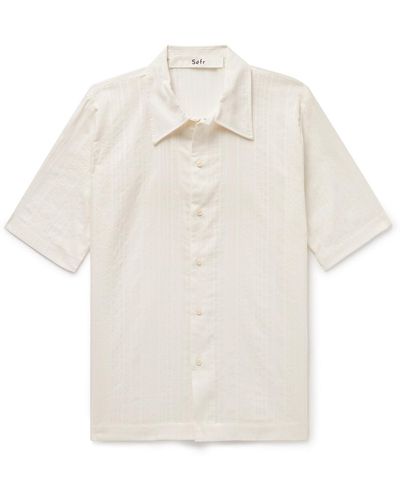 Séfr Suneham Striped Cotton-voile Shirt - White