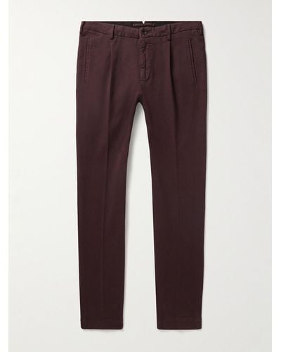 Incotex Tapered Cotton-blend Twill Trousers - Purple